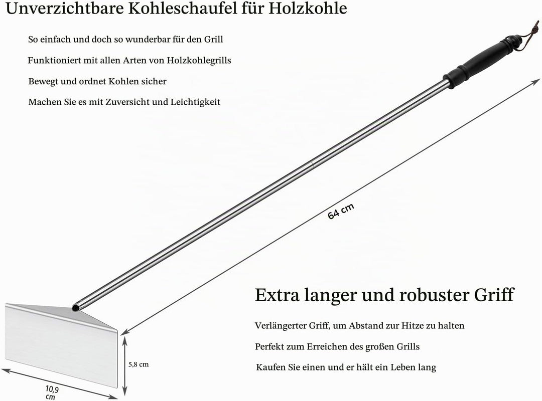 Holzkohlegrill Aschehacke Hacke für Kamin Holzofen Pizzaofen Edelstahl BBQ Reiniger Schürhaken Schab