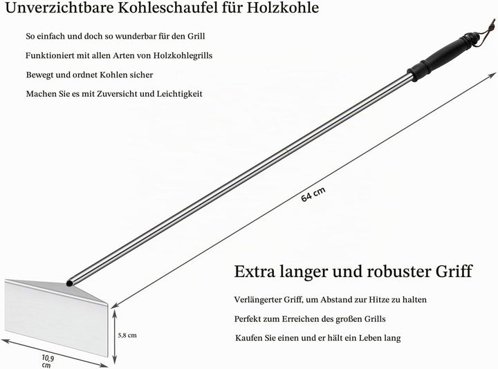 Holzkohlegrill Aschehacke Hacke für Kamin Holzofen Pizzaofen Edelstahl BBQ Reiniger Schürhaken Schab