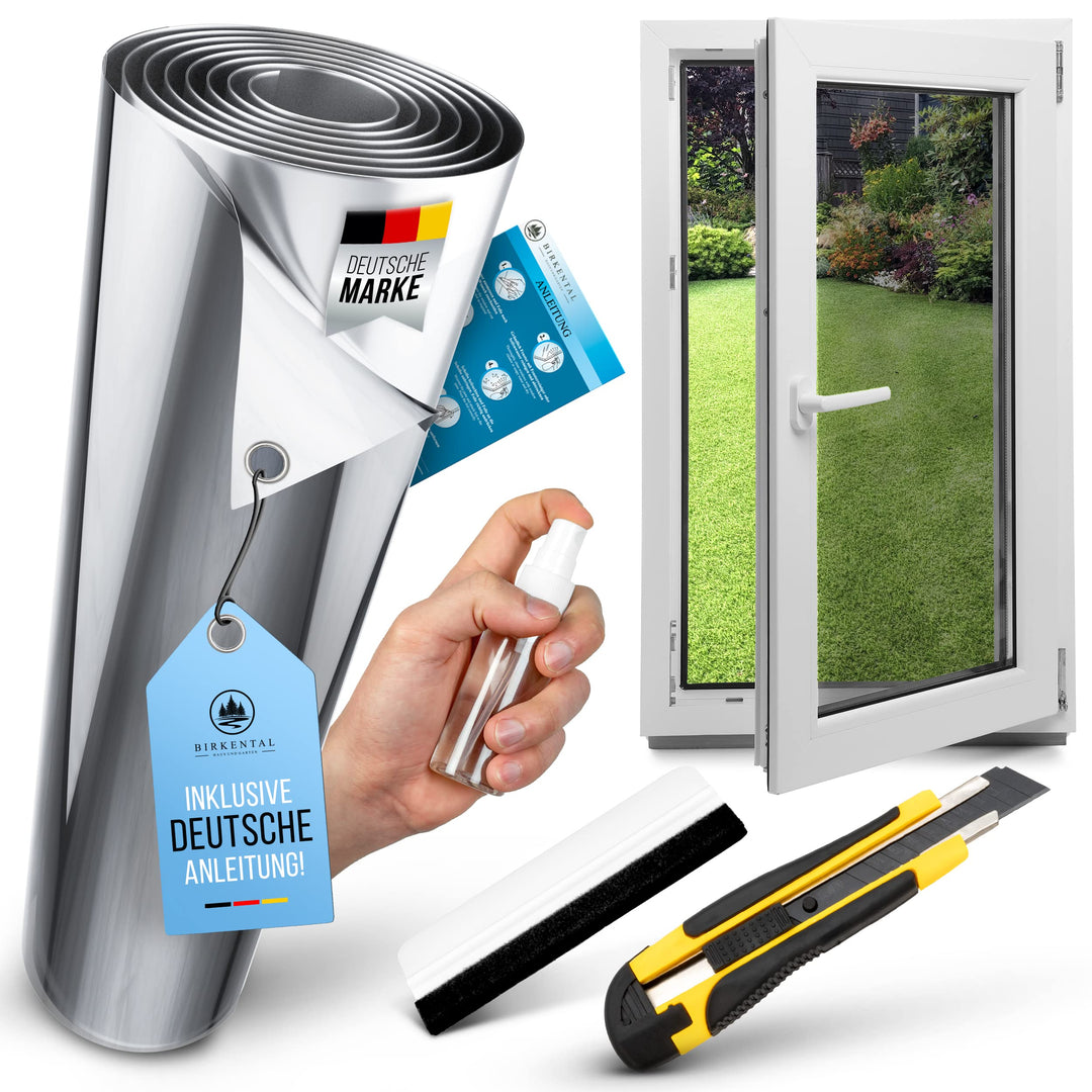 Birkental Sonnenschutzfolie Fenster innen oder aussen - Sonnenschutzfolie - UV Schutz Spiegelfolie -
