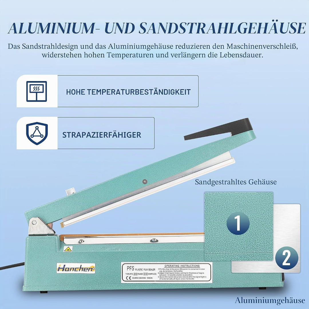 Hanchen Heisssiegelmaschine mit Klinge Tragbares Heisssiegelgerät Tisch Schweissgerät 200mm~500mm Im