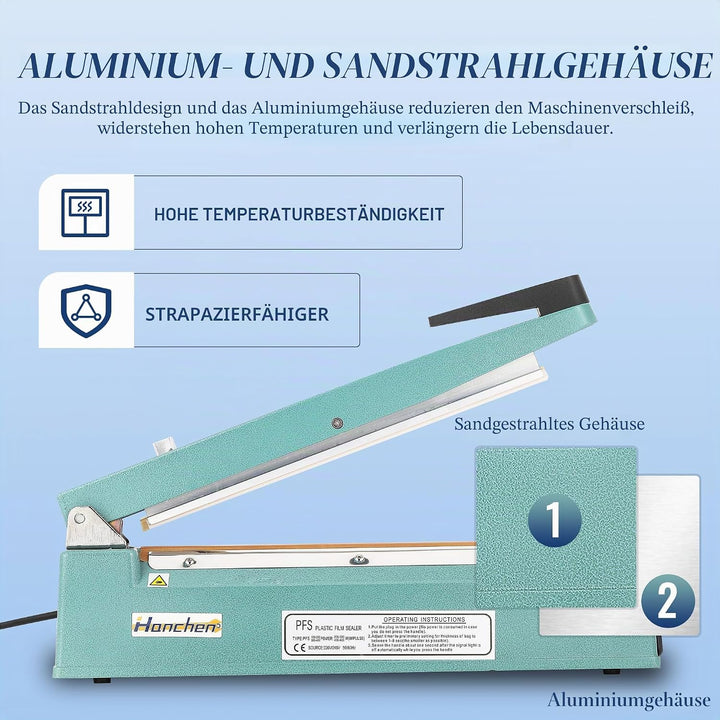 Hanchen Heisssiegelmaschine mit Klinge Tragbares Heisssiegelgerät Tisch Schweissgerät 200mm~500mm Im