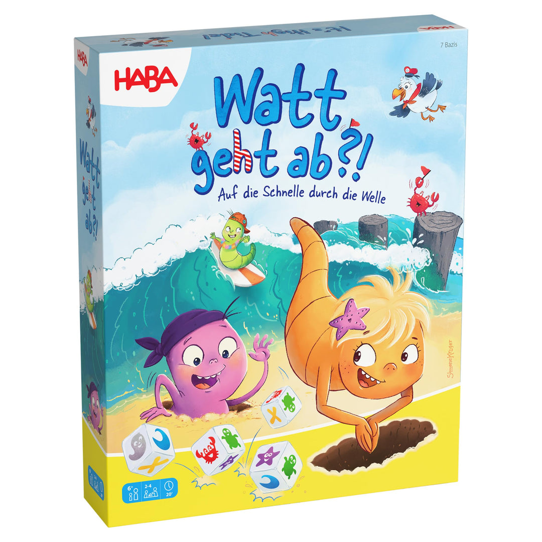 HABA Watt geht ab?! – Lustiges 3D-Strand-Würfelspiel &amp; Familienspiel ab 6 Jahren – Für 2–4 Spieler m