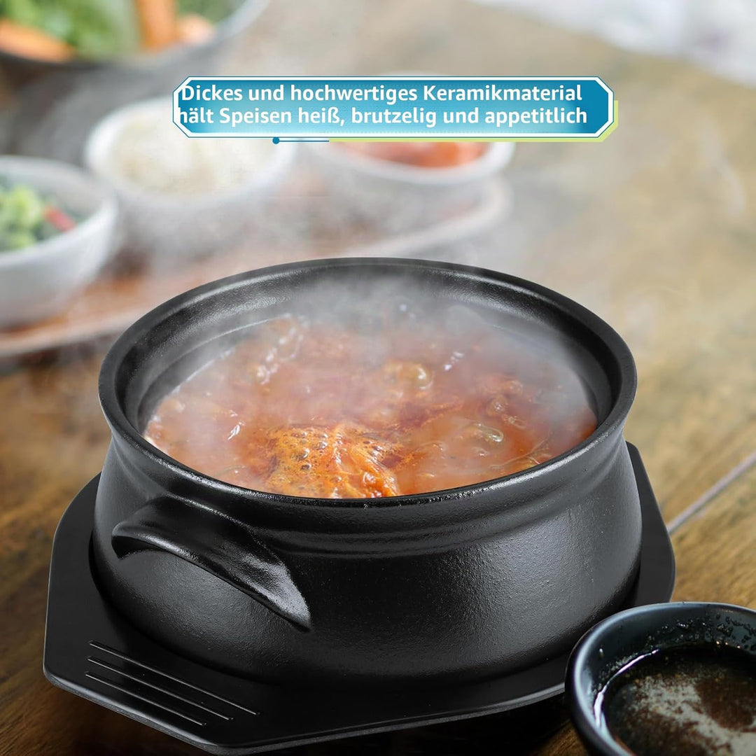 Skelang Koreanische Bibimbap-Schale, Keramikschalen, Meeresfrüchtepfanne mit Deckel und Tablett, zum