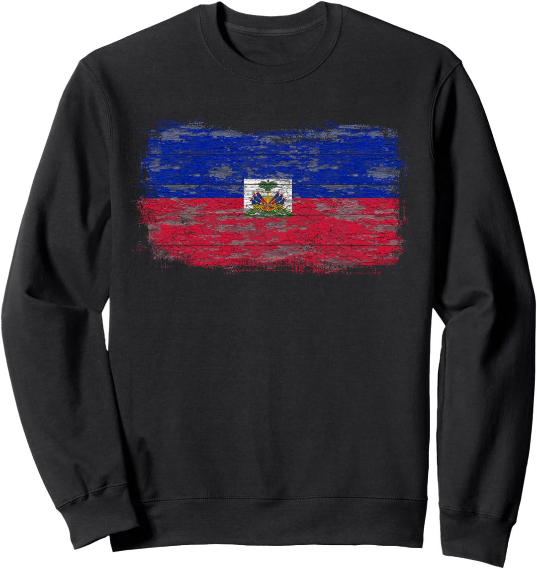 Rustikale Nationalflagge von Haiti Sweatshirt