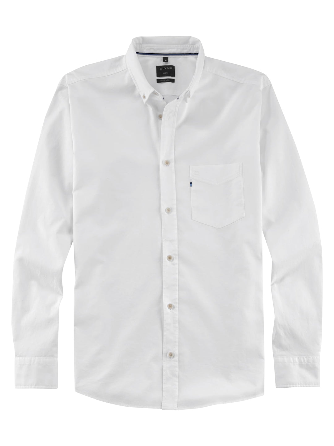 OLYMP Herren Oberhemd Langarm Casual,Oxfort,Regular fit,Button-Down-Kragen S Weiss 00, S Weiss 00