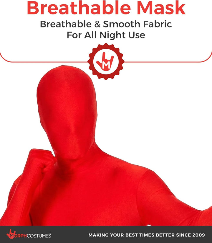 MSUIT Roter Morphsuit für Erwachsene, Ganzkörperanzug Herren Damen, Faschingskostüm - L (163cm-175cm