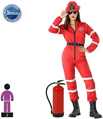 ATOSA Damen 66217 M-L Rotes Frauen-Feuerwehrmann-Kostüm, Rojo