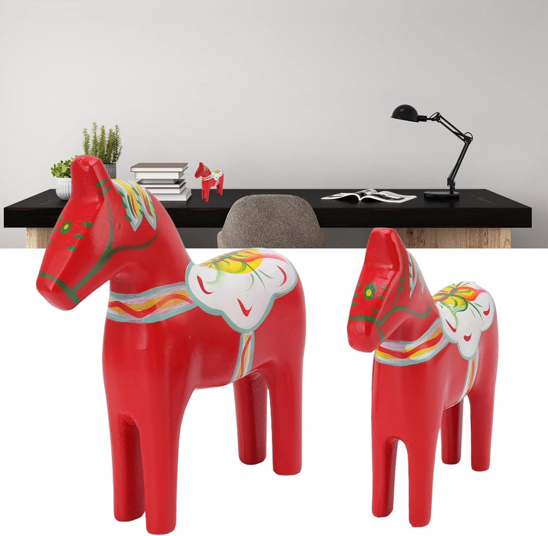 Mxzzand Schwedisches Dala-Pferd, 1 Paar schwedisches Dala-Pferd aus Holz, handgefertigtes feines Sch