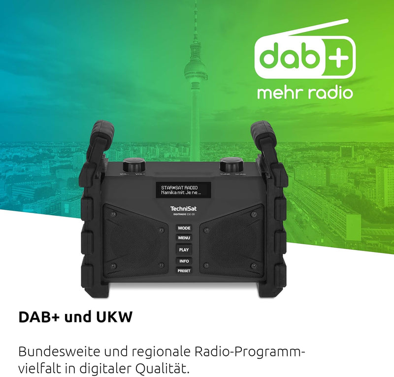 TechniSat DIGITRADIO 230 OD - DAB+ Baustellenradio (DAB+, DAB, UKW, USB, AUX in, Bluetooth, leistung