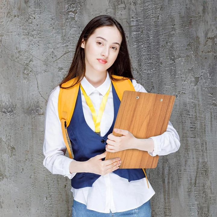 6 Stück Klemmbrett Holz A4 Kirschholz Clipboard Schreibbrett Zwischenablage für Zuhause, Schule, Bür