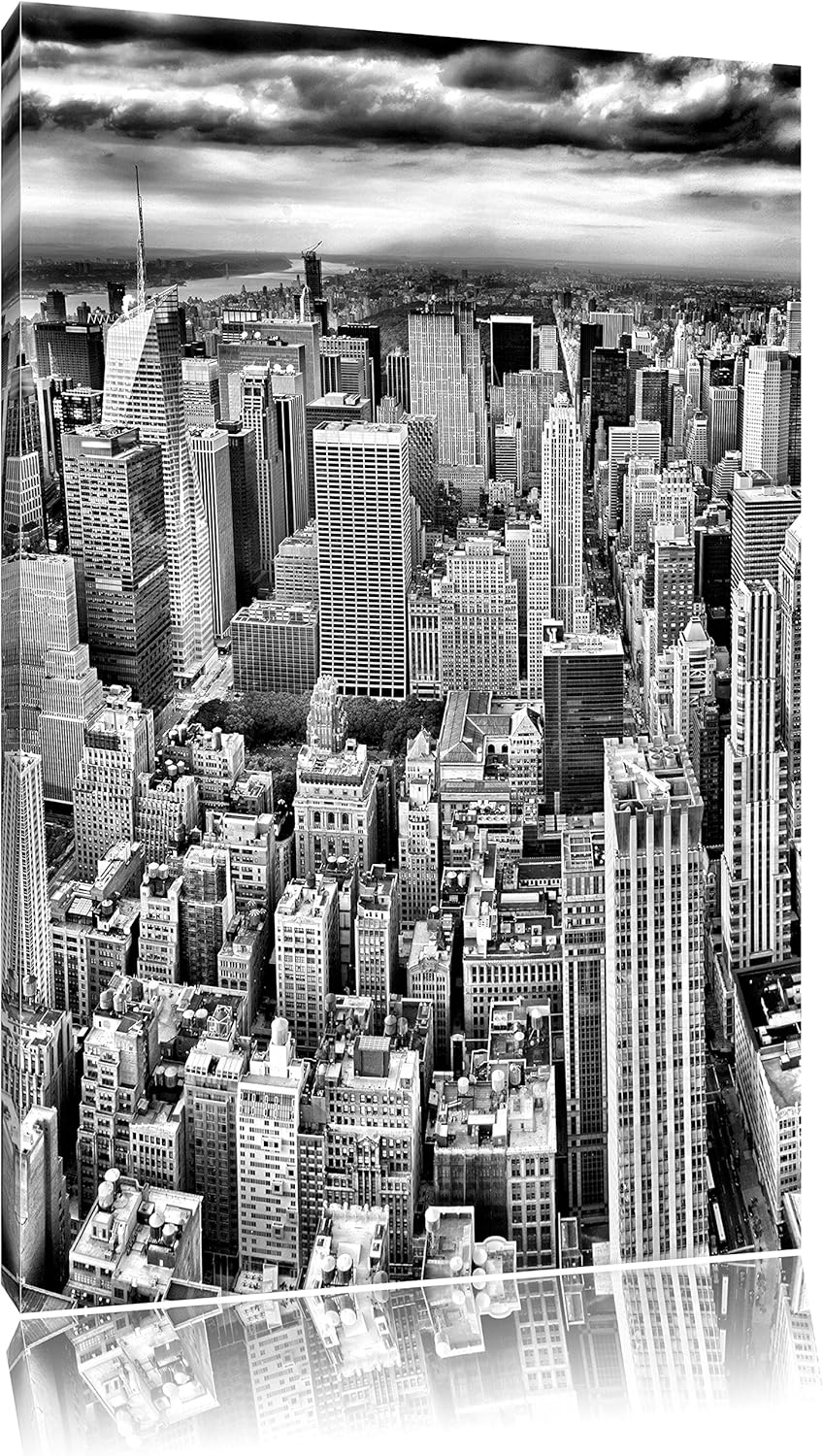 Pixxprint Monocrome, New York Skyline Black and White, Format: 100x70 auf Leinwand, XXL riesige Bild