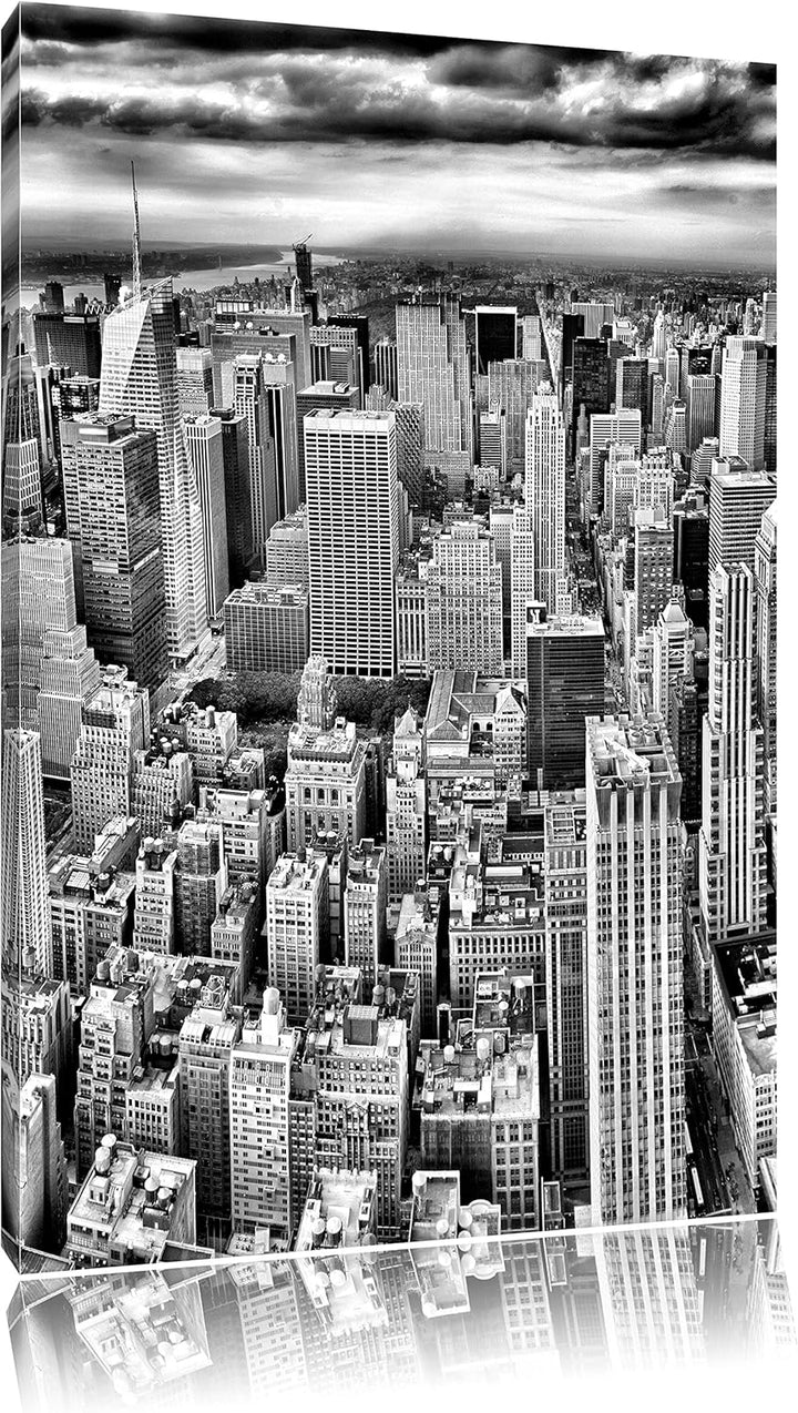 Pixxprint Monocrome, New York Skyline Black and White, Format: 100x70 auf Leinwand, XXL riesige Bild