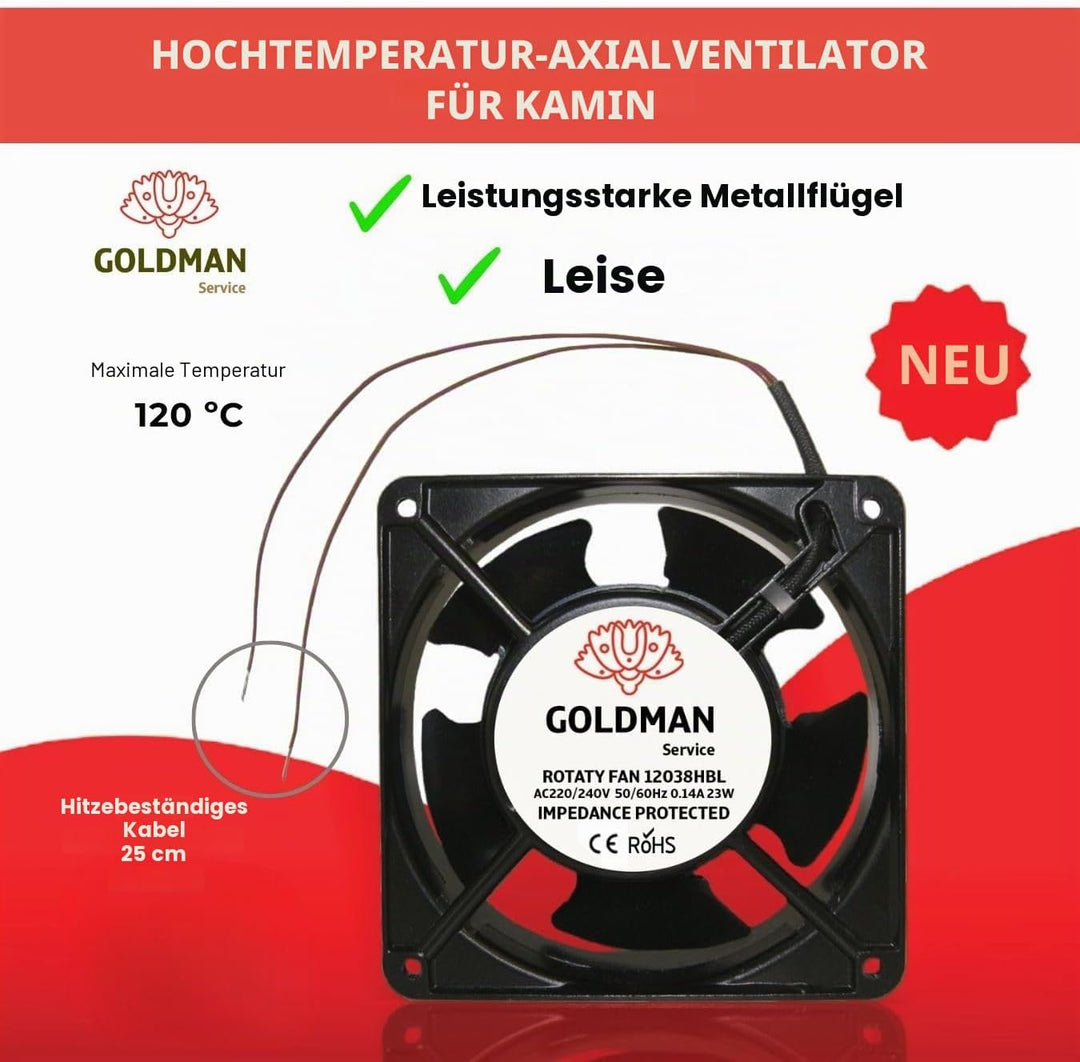 Ventilator Axialventilator für Kaminkassetten mit hoher Temperatur, aus Metall, universell, 120 x 12