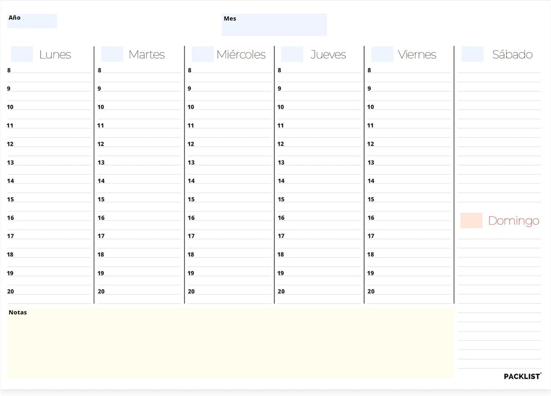 Undatierter Wochenplaner. DIN A4-Format, Schreibtischplaner, Wochenorganizer, Wochenagenda, -planer