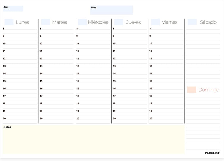 Undatierter Wochenplaner. DIN A4-Format, Schreibtischplaner, Wochenorganizer, Wochenagenda, -planer