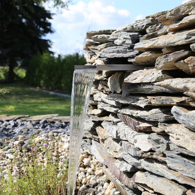 Edelstahl Wasserfall Element 30cm Einsatz für Garten Teich Gabione Wand Mauer Pool