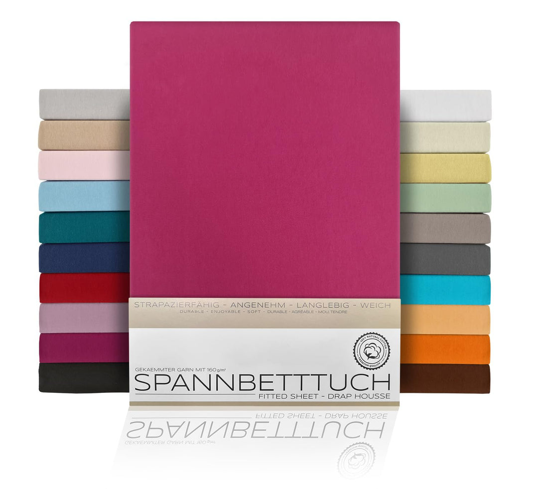 BEAUTEX Spannbetttuch Bettlaken aus Baumwolle, Premium Jersey Stoff 160g/m², Grösse und Farbe wählba