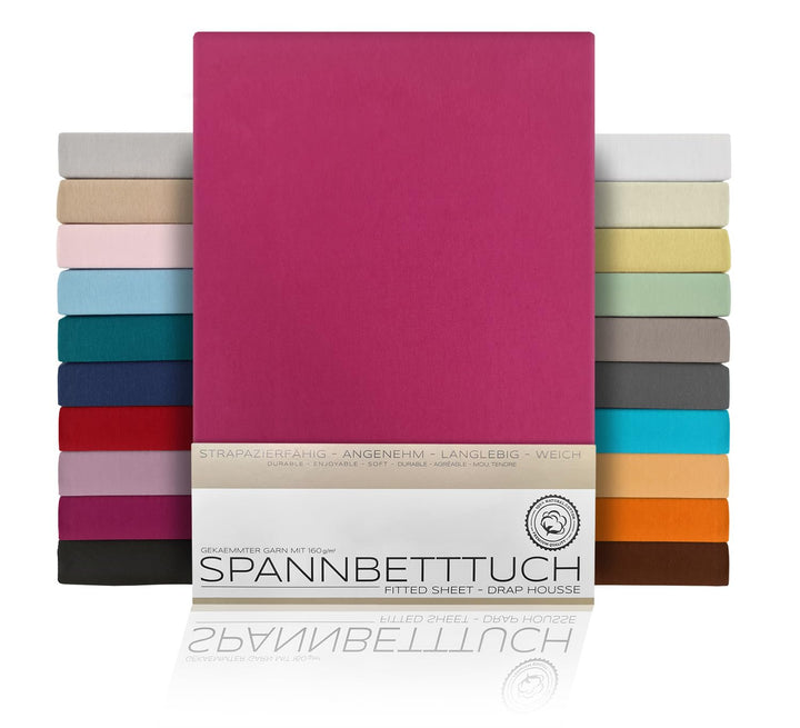 BEAUTEX Spannbetttuch Bettlaken aus Baumwolle, Premium Jersey Stoff 160g/m², Grösse und Farbe wählba