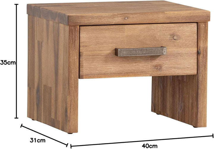 Woodkings® Nachttisch Albury Natur Schlafzimmer Massivholz Beistelltisch Nachtkommode Design Massive