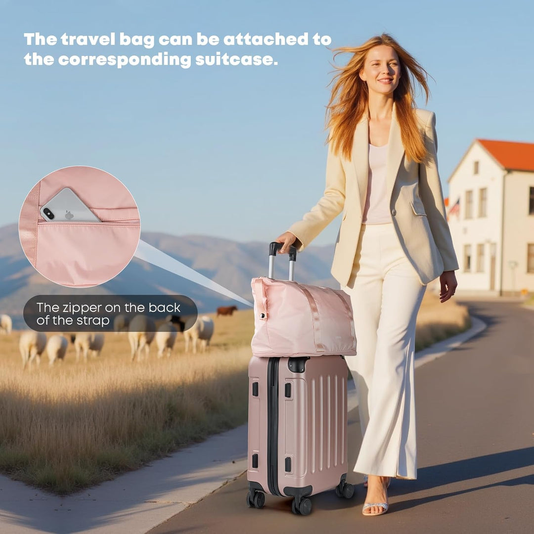 Reisekoffer Set 4-teilig, Trolley Kofferset mit 1 Reisetasche, 1 Kulturbeutel, Rollkoffer Handgepäck