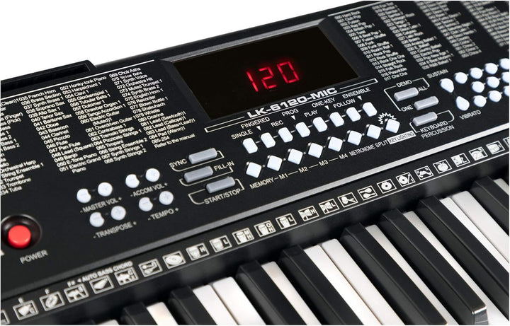 McGrey LK-6120-MIC Keyboard - Einsteiger-Keyboard mit 61 Leuchttasten - 255 Sounds und 255 Rhythmen