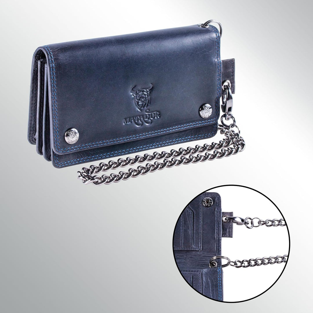 MATADOR Biker Geldbörse mit Kette Leder #Dallas mit edler Geschenkbox, Eleganter Geldbeutel mit Kett