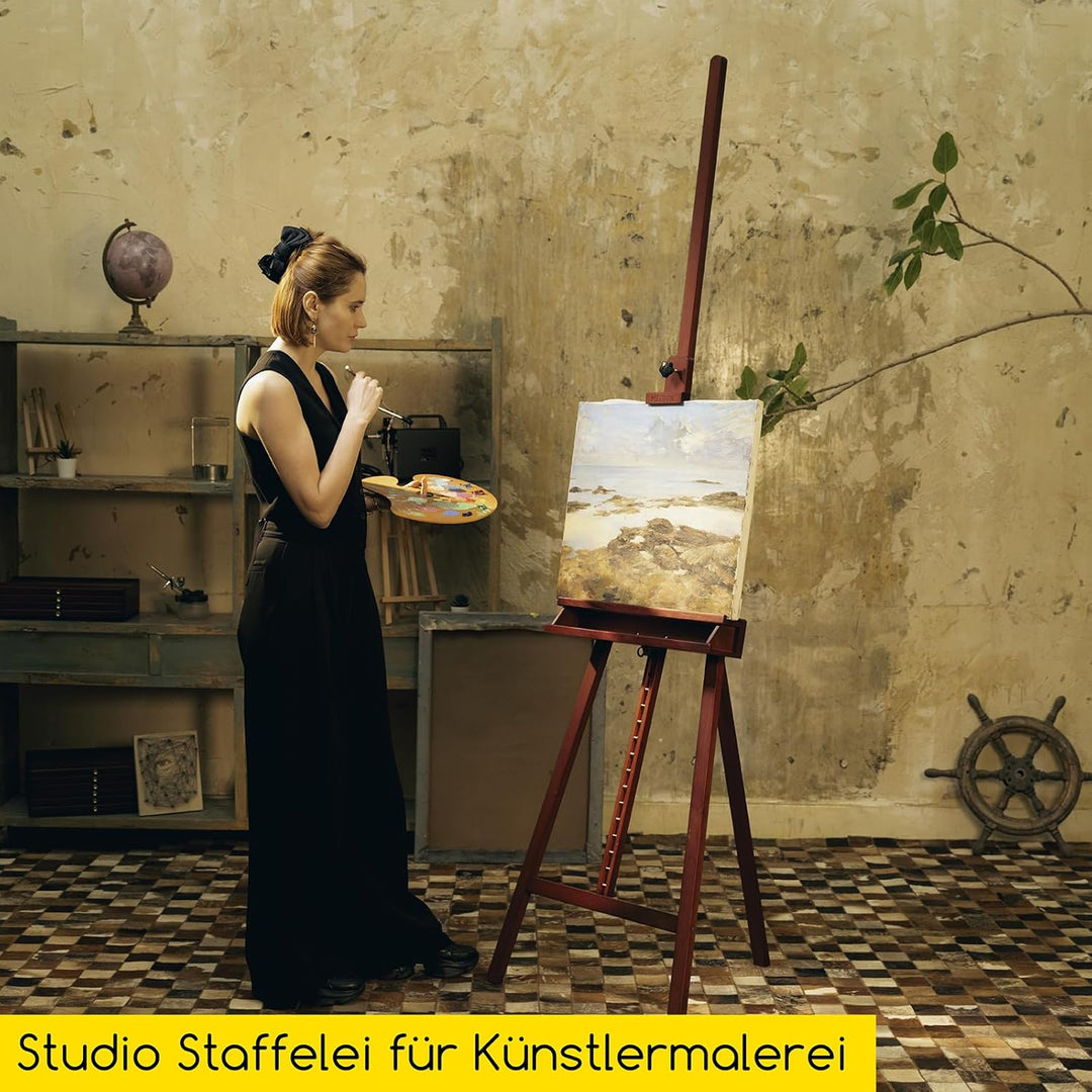 MEEDEN Staffelei Holz Gross 66x226 cm, Verstellbarer Leinwand Ständer aus Deutsche Buchenholz, Klapp