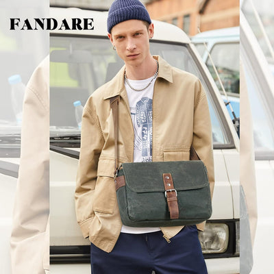 FANDARE Retro Kamera Umhängetasche Herren Segeltuch Arbeitstasche Damen Messenger Bag Schultertasche