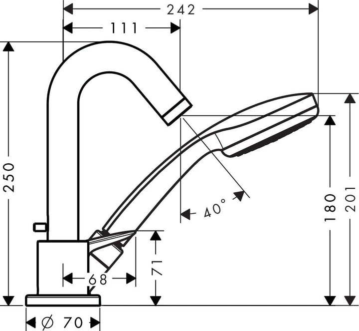 hansgrohe Logis 3-Loch Einhebel-Wannenrandmischer inkl. Duschkopf, Chrom