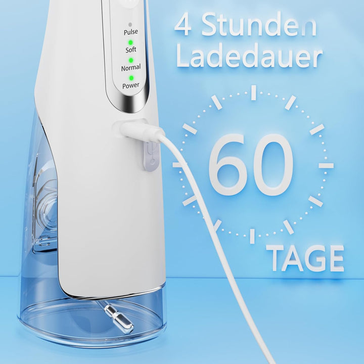 Leistungsstarke Munddusche Elektrischer Zahnreiniger 4 Modi &amp; 4 Düsen Kabellose Munddusche IPX7 Wass