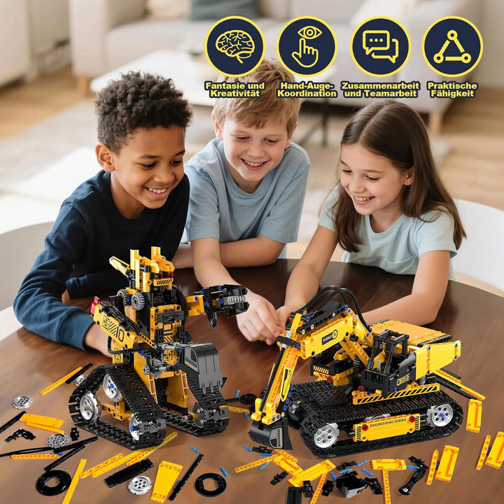 Technic Roboter Bauspielzeug Bausatz, 535PCS 5-IN-1 RC Roboter und Auto, Ferngesteuert und App Robot