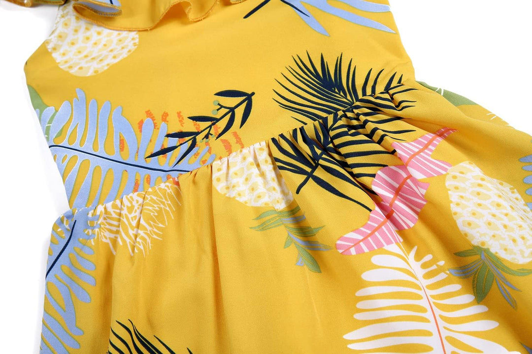 BONNY BILLY Mädchen Kleider Freizeit Blumen Sommerkleid Strandkleid Chiffonkleid Maxikleid mit Rüsch