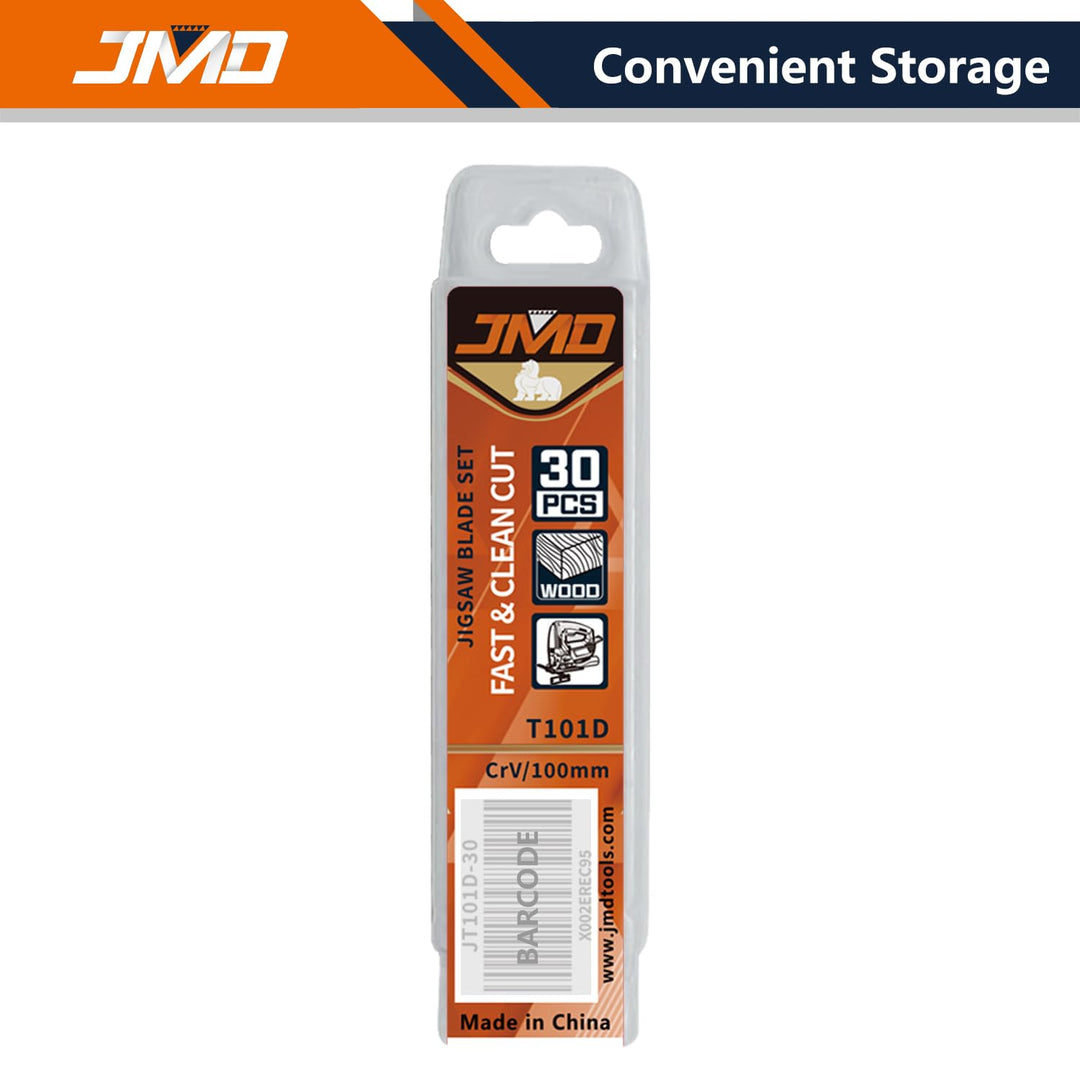 JMD 30 x T101D Holz Stichsägeblätter Set 100mm 6TPI Sägeblätter Stichsäge für Holz und Kunststoffsch