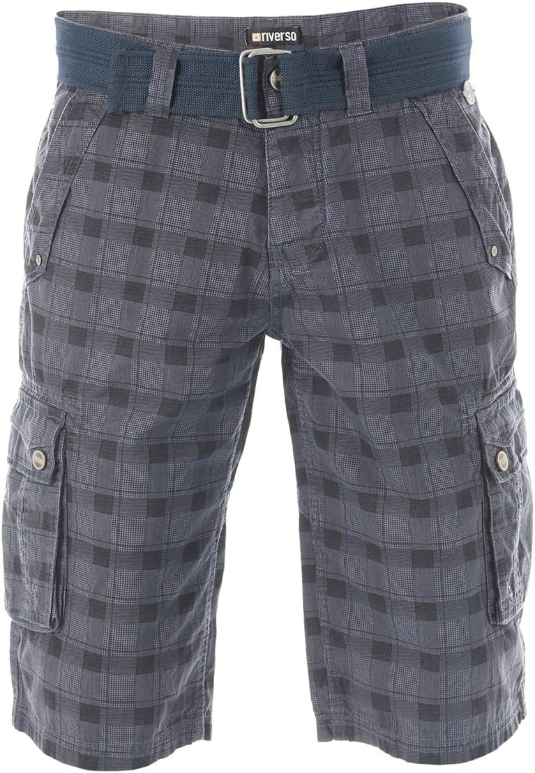 riverso Cargo Shorts Herren mit Gürtel Regular Fit RIVAnton Kurze Hosen Cargoshorts Sommer 100% Baum
