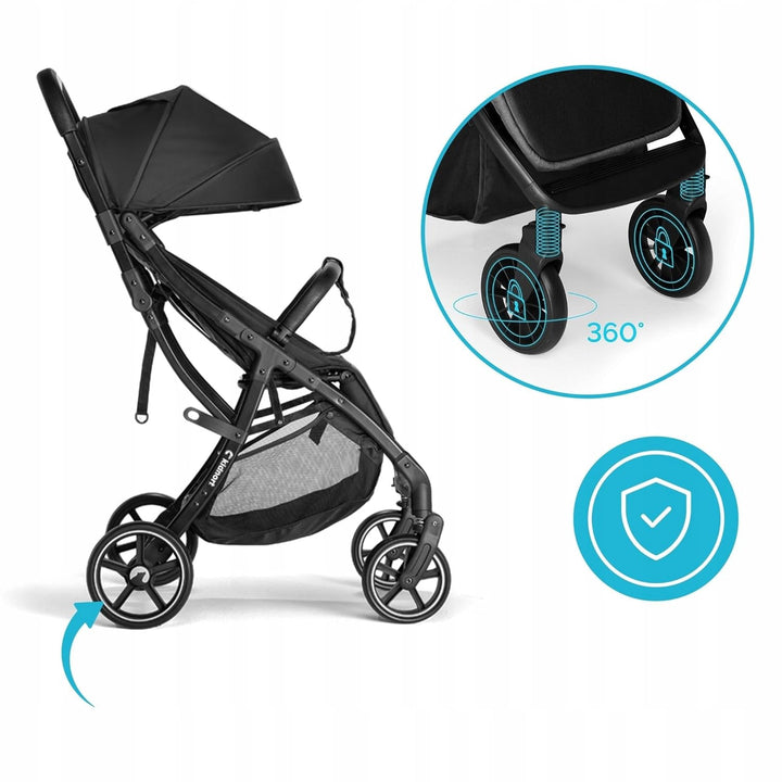 Fjällräv Buggy Kinderwagen bis 22 kg, Leicht, Einhand-Faltbar, 4-fach Verdeck mit Fenster, 360° Gel-