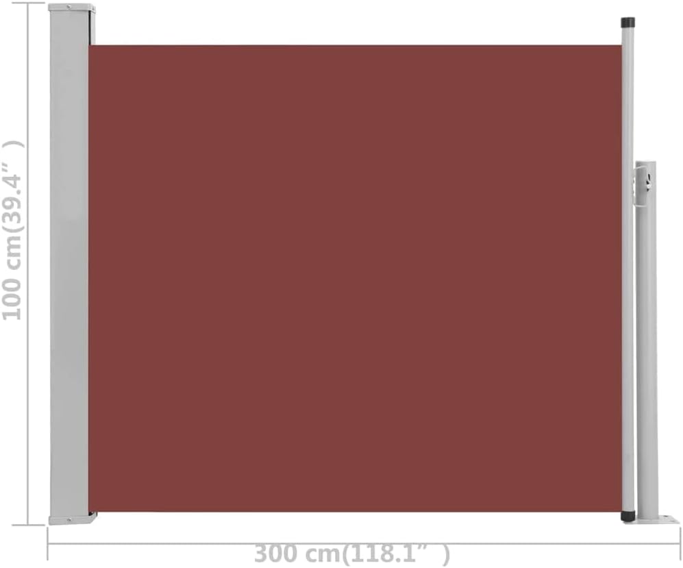 puraday 100x300 cm Ausziehbare Seitenmarkise Braun Terrassen-Sichtschutz Balkon Seitenwand Stilvolle