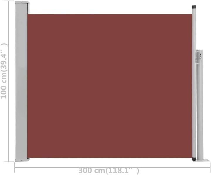 puraday 100x300 cm Ausziehbare Seitenmarkise Braun Terrassen-Sichtschutz Balkon Seitenwand Stilvolle