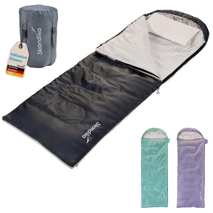Skandika Deckenschlafsack Skye | Schlafsack 3 Jahreszeiten, mit Kissen, koppelbar, 220 x 75 cm, 250g