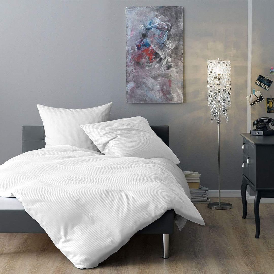 Lorena Mako-Satin Bettwäsche Venedig weiss 1 Bettbezug 200 x 200 cm + 2 Kissenbezüge 80 x 80 cm, Wei