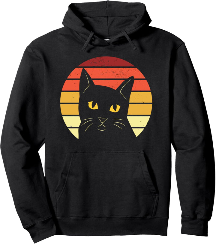 Katze Retro Sonnenuntergang Katzen Pullover Hoodie