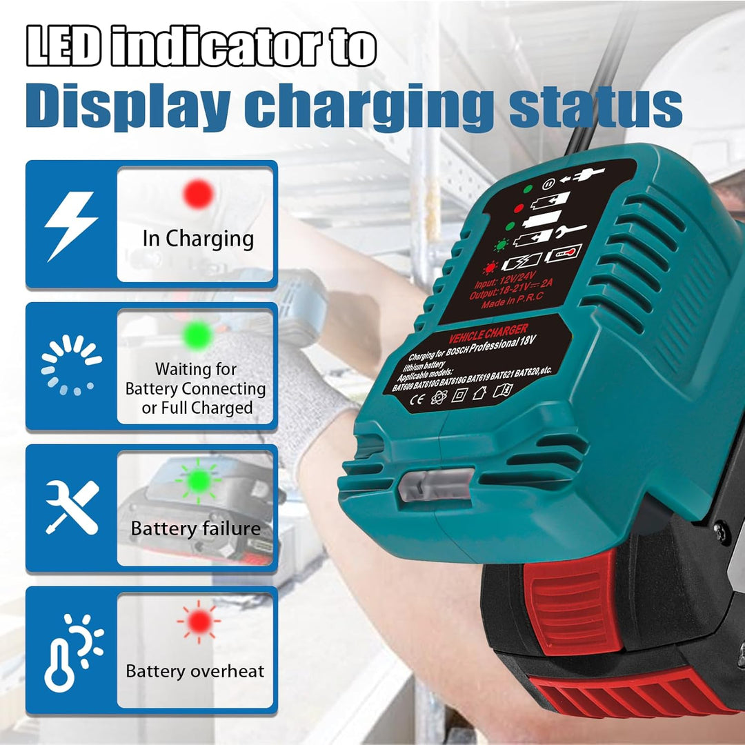 Mini Ladegerät für Bosch Professional 18V System GBA Ladestation mit LED-Anzeige Kompatibel mit Bosc