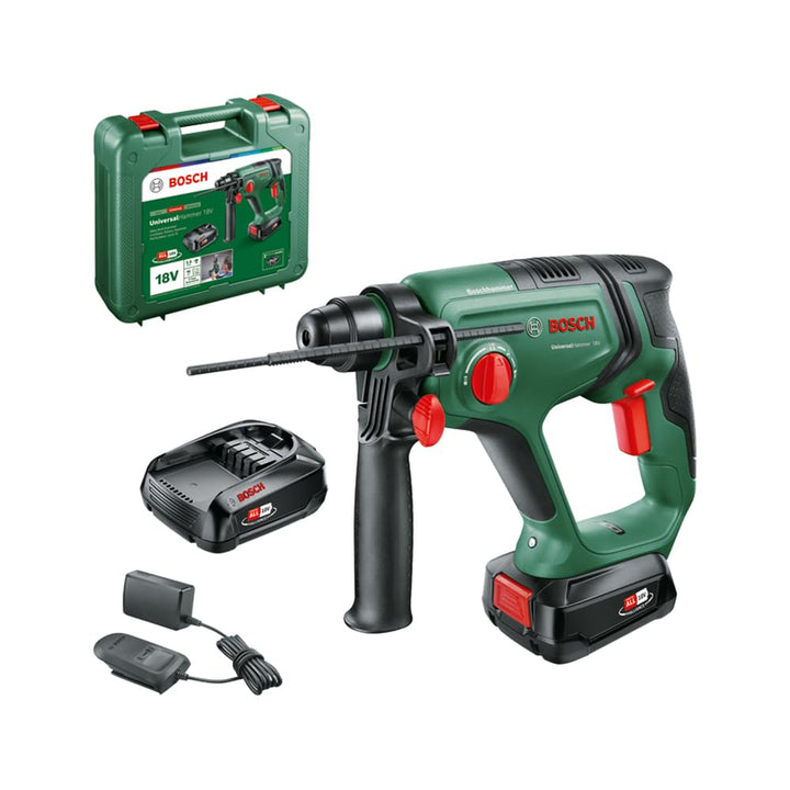 Bosch Akku-Bohrhammer UniversalHammer 18V (2x Akkus 2,5 Ah; 18 Volt System; zum Bohren, Hammerbohren