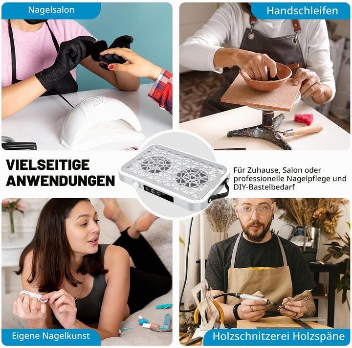 EBANKU Professioneller Nagelstaubsauger, Tragbarer 1600 PA Staubsauger, 10 Geschwindigkeiten, Einweg