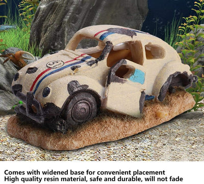 Pssopp Dauerhaftes Simulationsharz Auto Aquarium Dekorationen Simulation Beschädigter Autoschutz Aqu