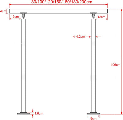 XMTECH Geländer Treppengeländer Handlauf Ø42mm aus Edelstahl, Brüstung Treppe Bausatz mit Querstab f