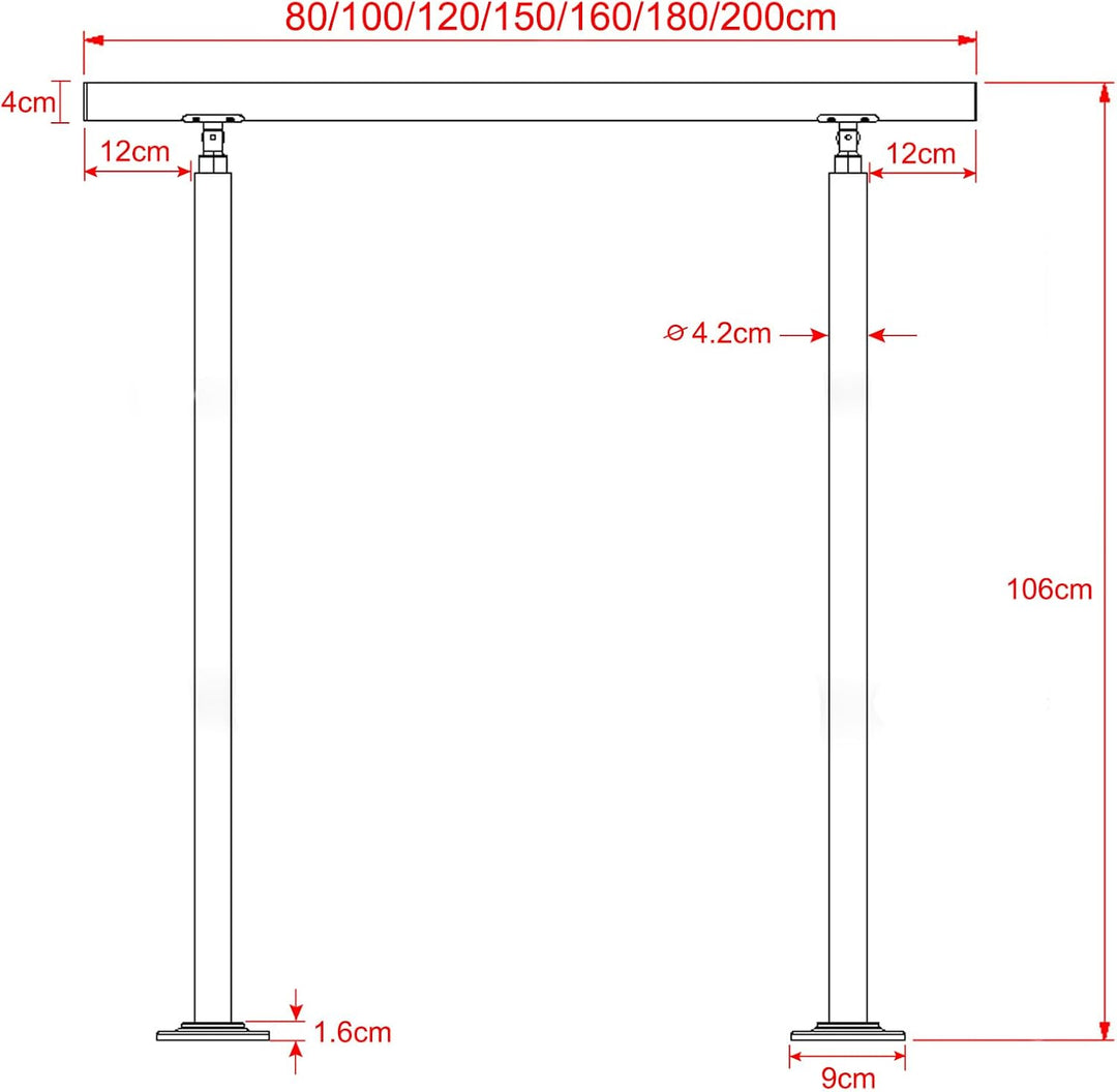 Geländer Treppengeländer Handlauf Ø42mm aus Edelstahl, Brüstung Treppe Bausatz mit Querstab für Inne