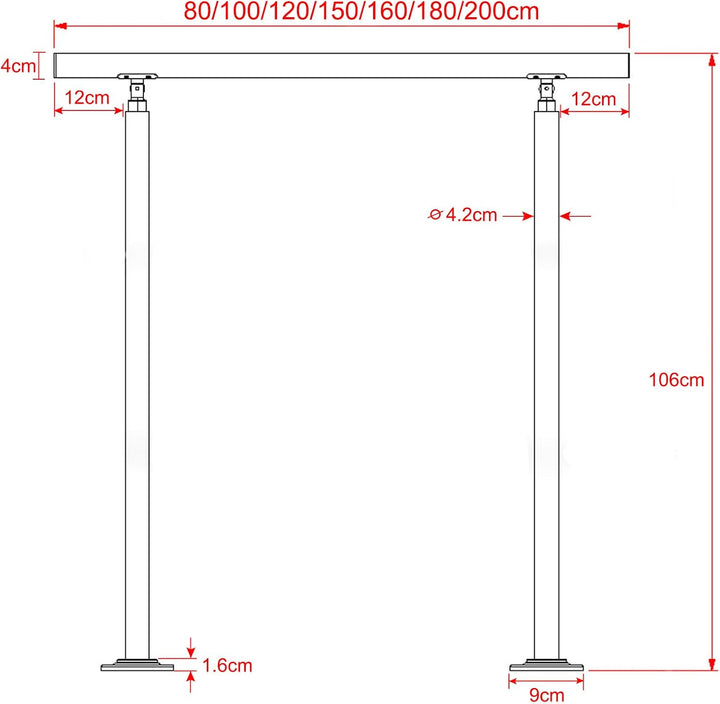 XMTECH Geländer Treppengeländer Handlauf Ø42mm aus Edelstahl, Brüstung Treppe Bausatz mit Querstab f