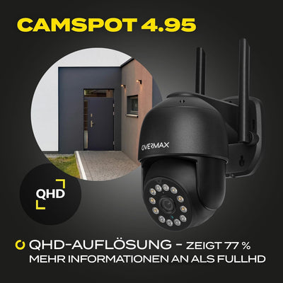 Overmax CAMSPOT 4.95 QHD 4MPx Aussen-PTZ-Kamera, Farb-Nachtmodus 60m Drehbare Kamera 355o/90o, Blick