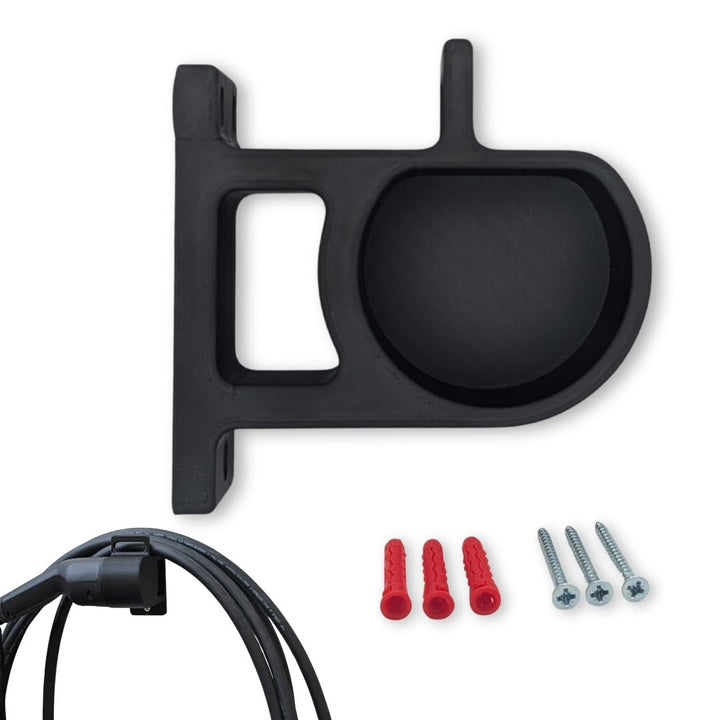 Wandhalterung Typ 2 Ladekabel seitlich | EV Steckerhalter mit Kabelhalter | Made in Germany | wetter