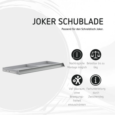moll Joker Schublade, Kinderschreibtisch Erweiterung für zusätzlichen Stauraum, alufarben, 94,5cm x